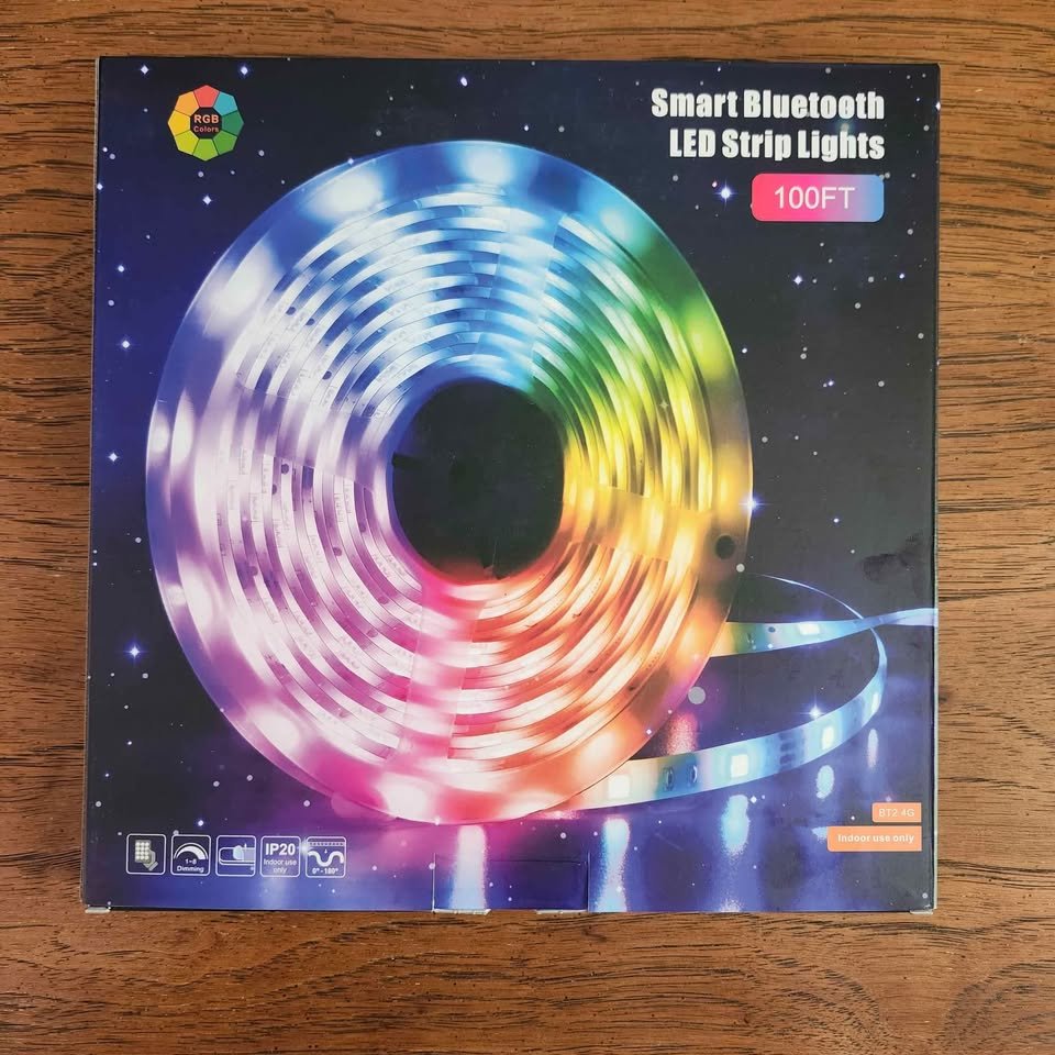 100 ft LED Strip Lights • Music Mode • App/Remote Controlled • (2 x 50 ft rolls)
