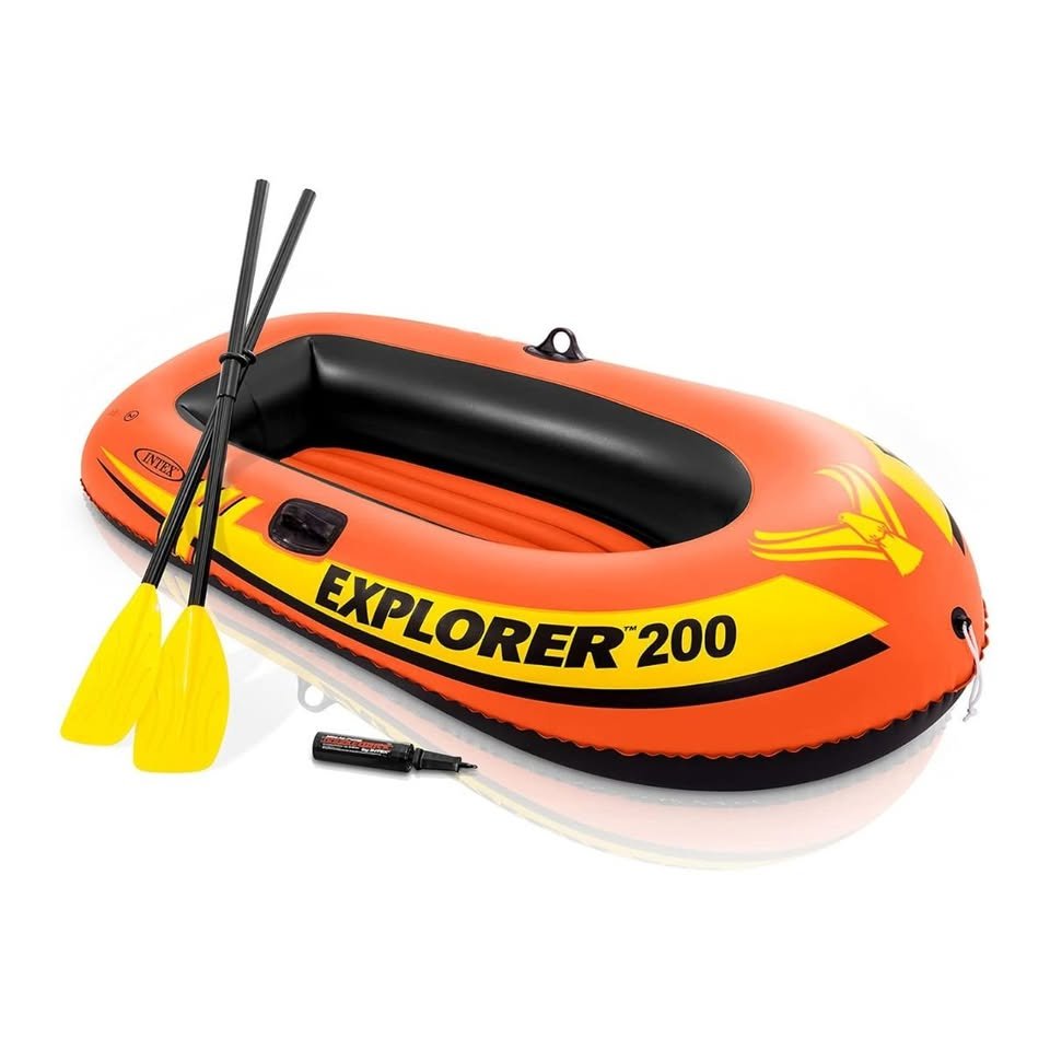 Inflatable 2 Person Boat with 2 Oars + Inflation Pump