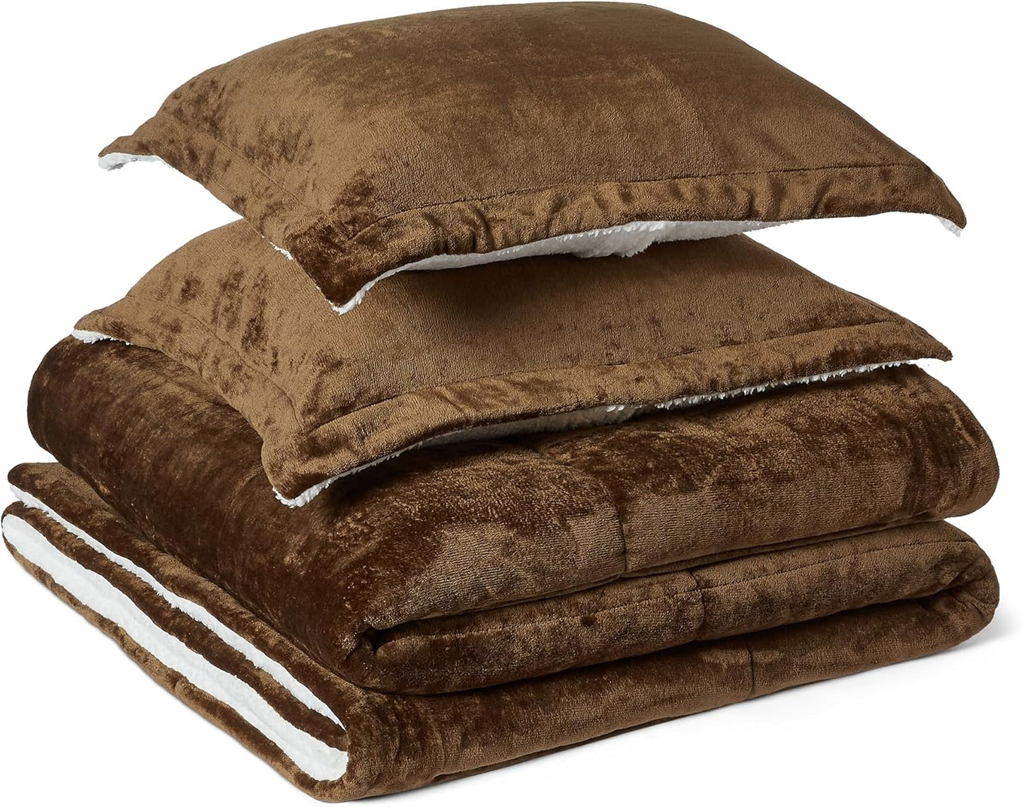 Brown 3 Piece Micromink Sherpa Comforter Set