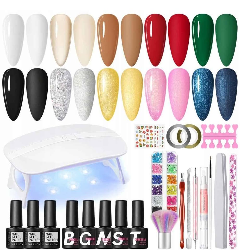 Gel Nail Polish Starter Kit • Mini Nail Lamp • 10 Gel Colours • Christmas Pack