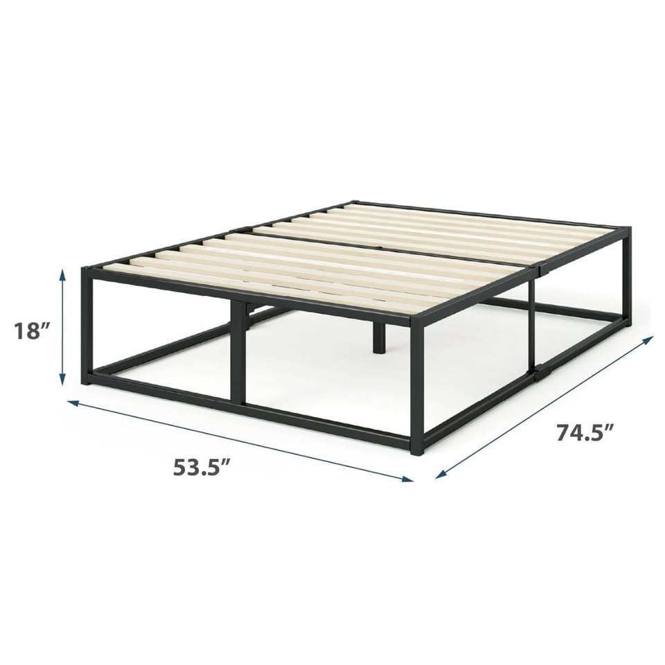 Full/Double 18" Platform Bed Frame with Wooden Slats