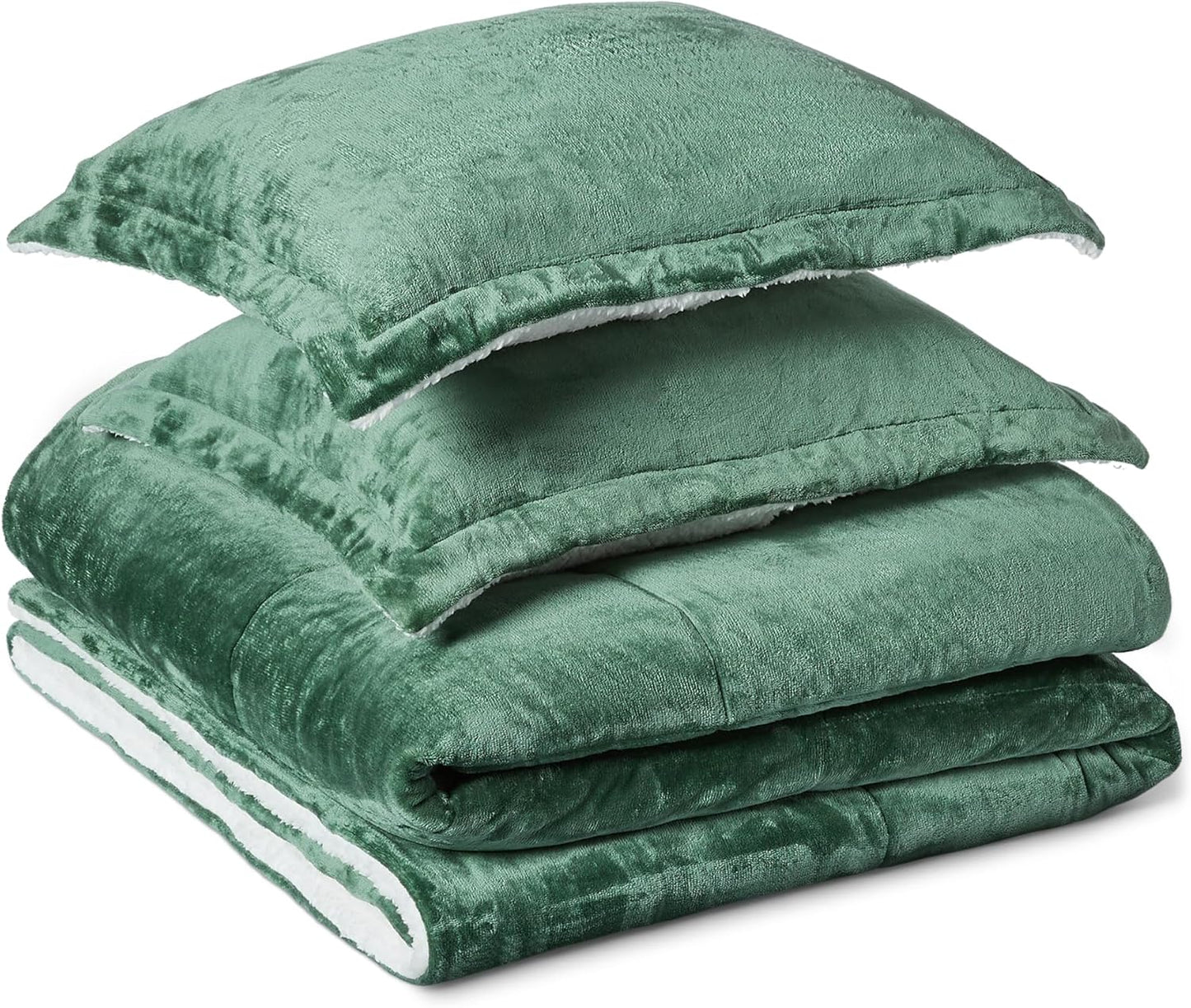 Green 3 Piece Micromink Sherpa Comforter Set