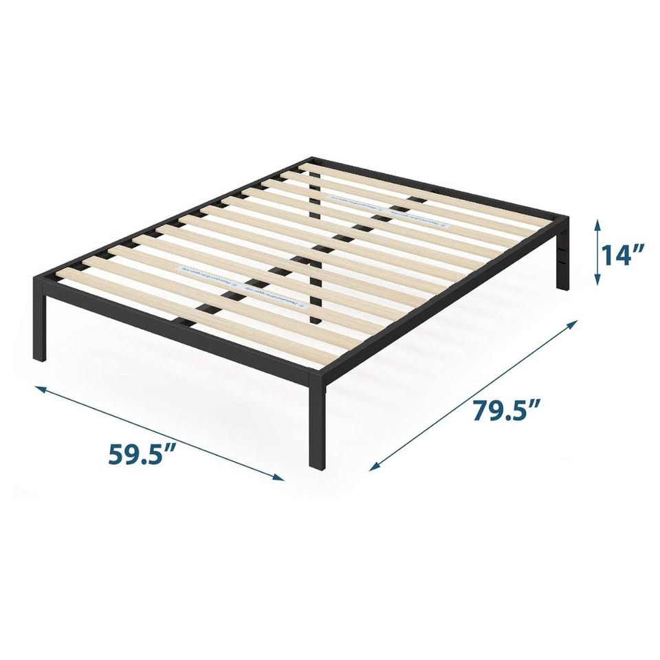 Queen 14" Platform Bed Frame with Wooden Slats