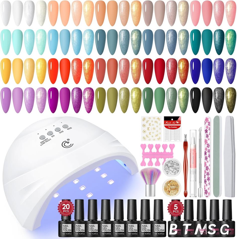 38 Piece Gel Nail Polish Starter Kit • 48W UV/LED Nail Lamp• 20 Gel Colours