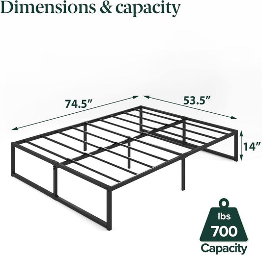 Zinus Full Bed Frame – 14” Metal Platform Bed Frame with Steel Slat Support, No Box Spring Needed