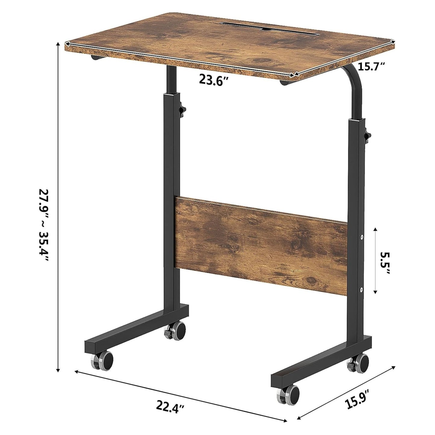 23.6" Rustic Brown Adjustable Computer Desk (Manual Knob Adjustment)