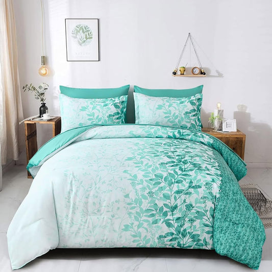 Aqua Leaves 7 Piece Comforter Set
