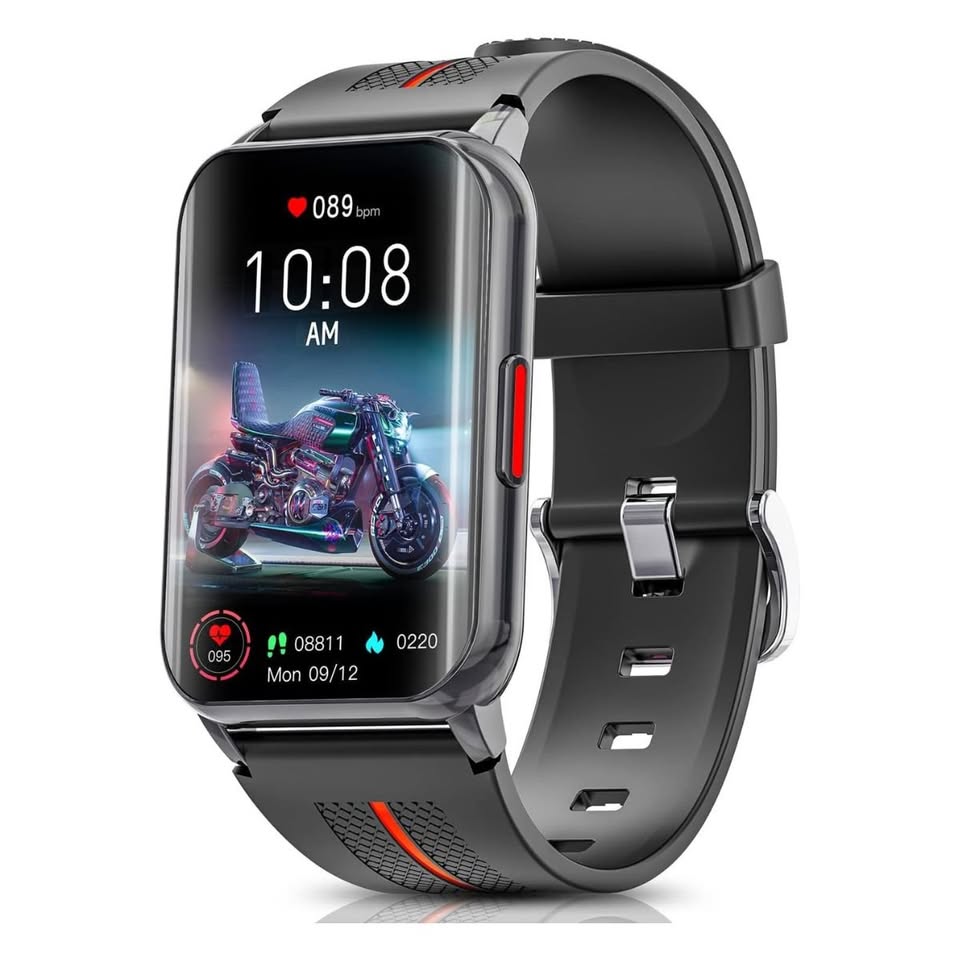 Black & Red Smart Watch Fitness Tracker • 1.57" Full Touch Screen