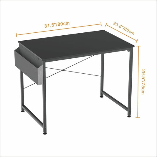 31.5" Black Computer Desk with Side Storage & Headphone Hook