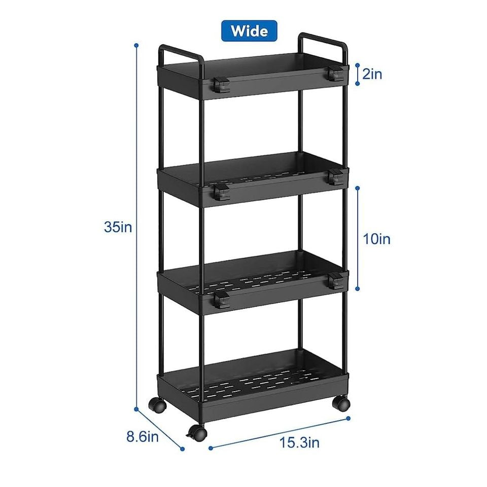 4-Tier Black Rolling Storage Cart