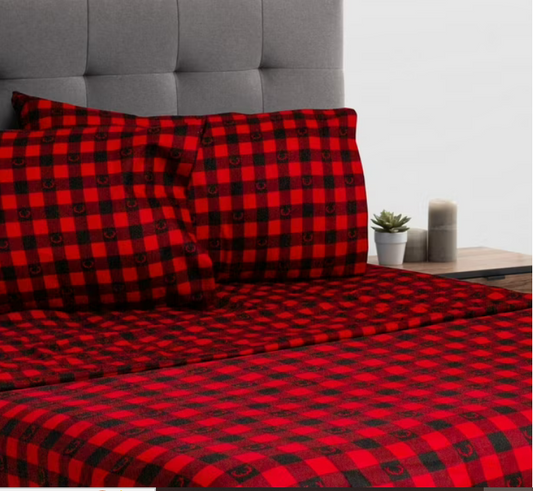 Buffalo Plaid with Antlers Deep Pocket Sheet Set