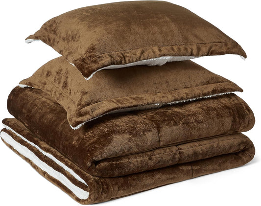 Brown 3 Piece Micromink Sherpa Comforter Set