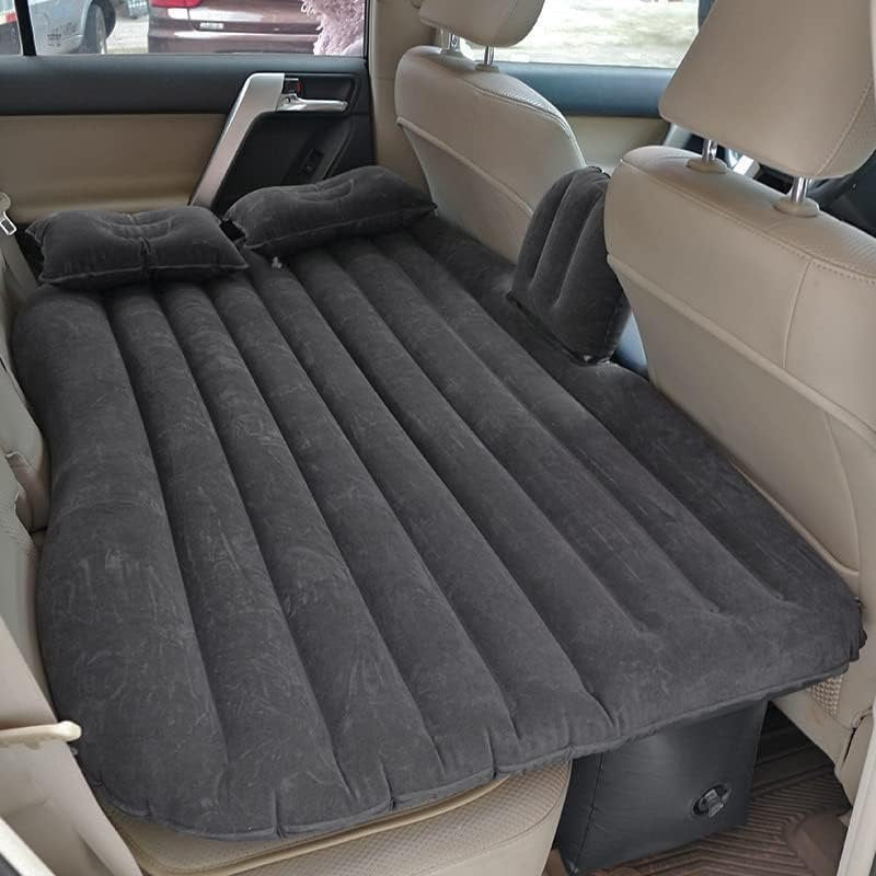 Inflatable Car Air Mattress for Back Seat with Auto Air Pump & 2 Inflatable Pillows • Black