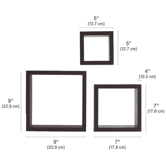 Set of 3 Espresso Cube Floating Shelves