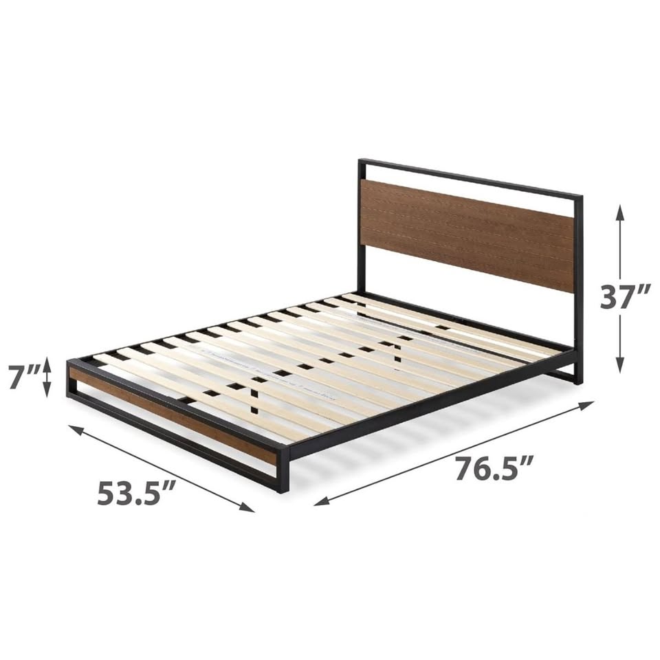 Full/Double Platform Bed Frame with Wooden Head/Foot Board & Slats
