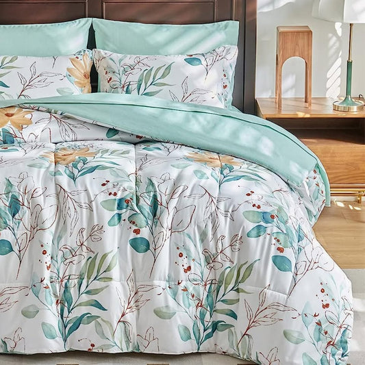 Green & Yellow Floral 7 Piece Comforter Set