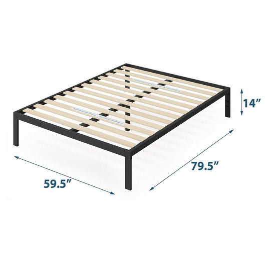 Queen 14" Platform Bed Frame with Wooden Slats