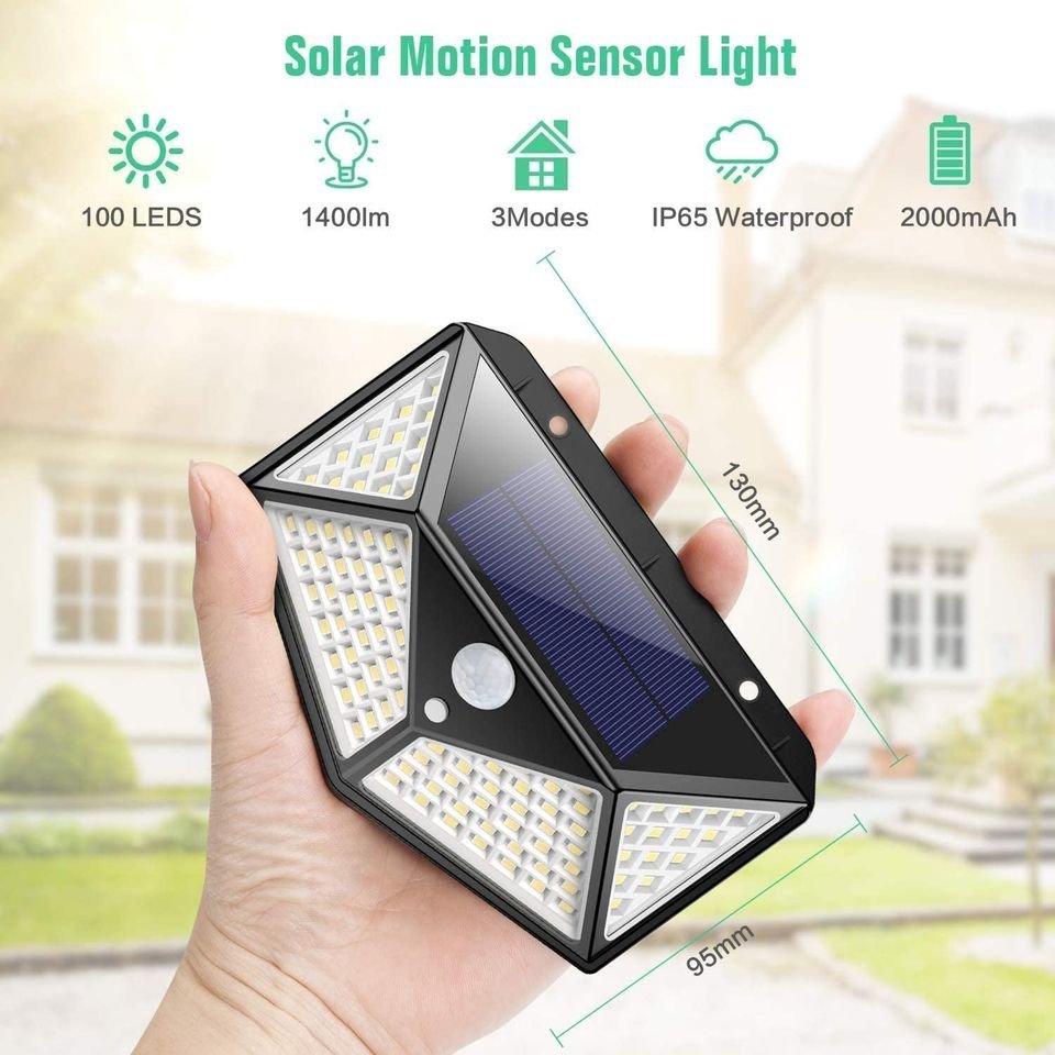 100 LED Solar Light - Motion Sensor - Waterproof (No Battery/Wires Needed)