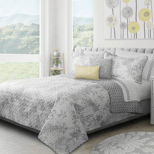 3-Piece Reversible Transitions Grey Quilt Set